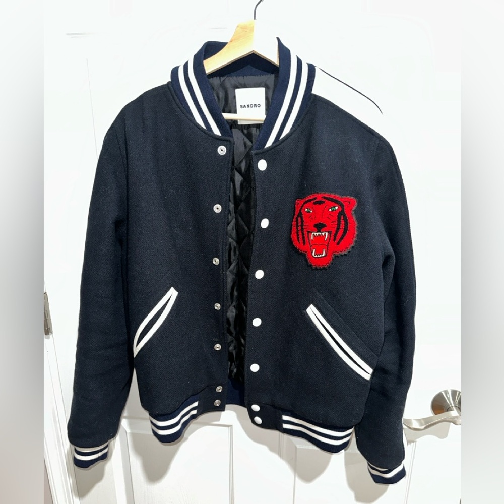 SANDRO PARIS Tiger Wool & Leather Varsity Jacket
Size XL - Unisex - Picture 4 of 9